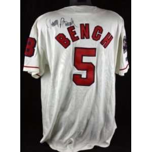  Signed Johnny Bench Jersey   Authentic: Sports & Outdoors