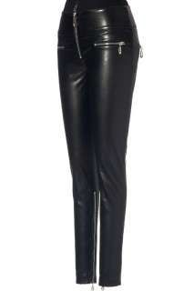 New Black Faux Stretch Leather Pant AU S XL W1582  