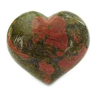  UNAKITE   45MM PUFFY HEART Crystal Healing Pocket Stone 