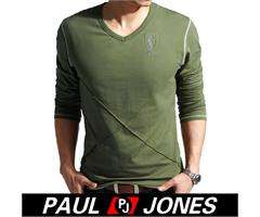 New Mens Slim Fit cotton&Lycra V Neck Long sleeve Casual T Shirt Tops 