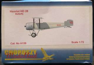 72 Choroszy HANRIOT HD 28 BUTTERFLY Military Trainer  
