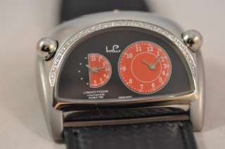   Pozzan Dual Time Red Diamond Leather Watch NR Last One In Stock  