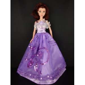  Bright Purple and White Gown Made to Fit the Barbie Doll 