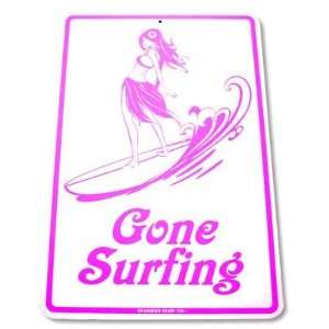  Gone Surfing Surfer Girl Street Sign   White: Sports 