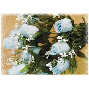   Set of 3 Light Blue Silk Closed Rose Bud Bushes: Arts, Crafts & Sewing
