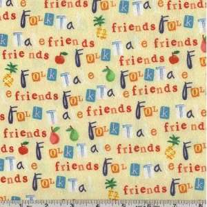   Folk Tale Friends Flannel Friends Yellow Fabric By The Yard: Arts