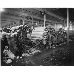  Carding wool,Man working at machine,Wool trade,c1912