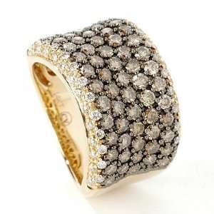  14K Gold 2.38ct Chocolate & White Diamond Ring: Jewelry