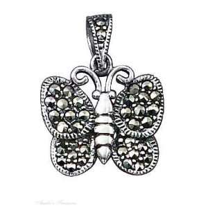   : Sterling Silver Marcasite Butterfly Pendant Marcasite Bail: Jewelry