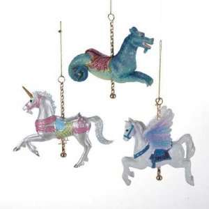  Carousel Horses Fantasy Christmas Ornament Set of 3
