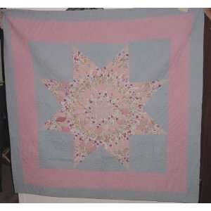  Antique Texas Star Quilt, Pink, Blue
