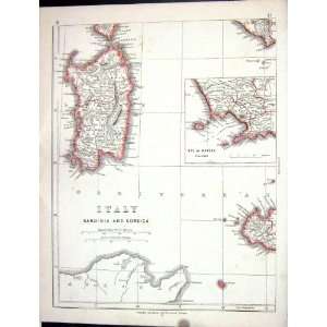  Lowry Antique Map 1853 Italy Sardinia Corsica Bay Naples 