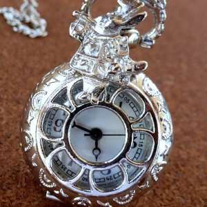   Wonderland Tea Party Steampunk pocket watch necklace 