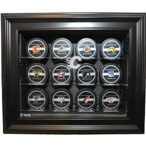  Caseworks Calgary Flames Black 12 Puck Display Case Cell 