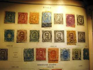 19th Century Italy Stamp Collection on Old Album Pages Valuable  