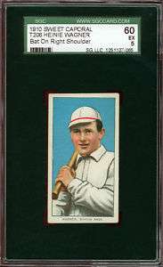 1910 T206 Sweet Caporal Heinie Wagner SGC 60  