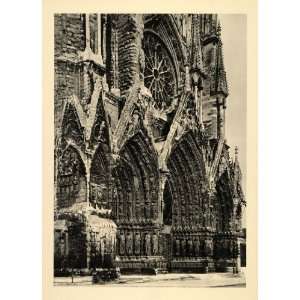  1937 Reims Cathedral Rose Window Portals Architecture 