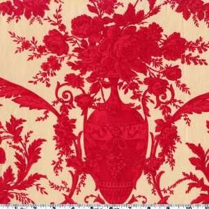  45 Wide Chateaux Rococo Claudine Ecru/Red Fabric By The 