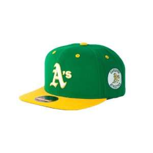  MLB Mens Oakland Athletics Blockhead Snapback Cap (Green 