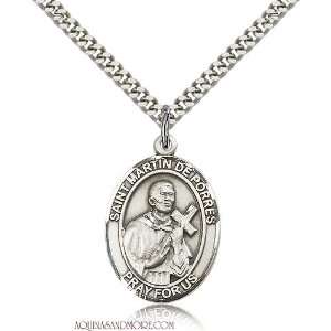  St. Martin de Porres Large Sterling Silver Medal: Jewelry