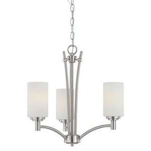   Chandelier, Brushed Nickel Finish with Etched Glass