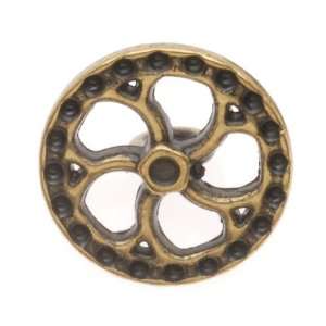  Antiqued Brass Steampunk Art Deco Wheel Button 15mm (1 
