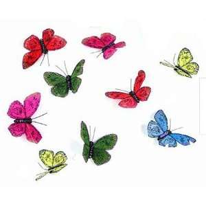  Bright Royal Jewel Tone Butterflies Feather Glitter 