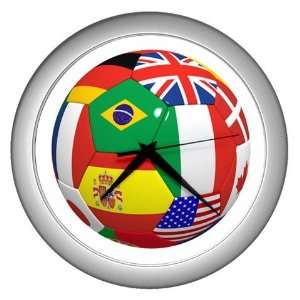  World Soccer Ball Wall Clock (Silver): Home & Kitchen