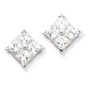   Sterling Silver CZ Large Square Post Earrings Vishal Jewelry Jewelry
