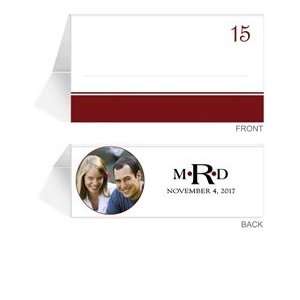   60 Photo Place Cards   Monogram Central Park Burgundy