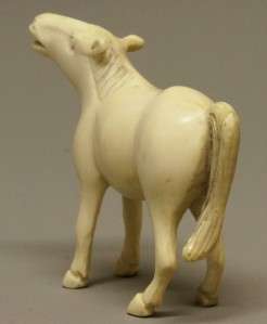 Antique 19th C Chinese Carved Ox Bone Horse Figure  