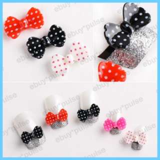 20pcs Colorful 3D Acrylic Bow Tie Beads Slices Nail Art Tips DIY 