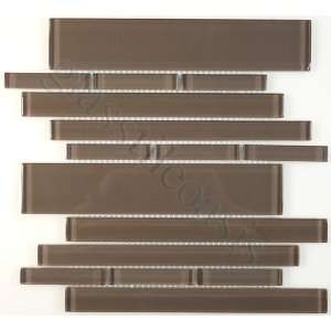  Rhythm Random Bricks Brown Piano Series Glossy Glass Tile 