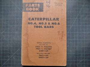 CAT Caterpillar 4 5 D4 D5 D6 Tool Bar Parts Manual Book  