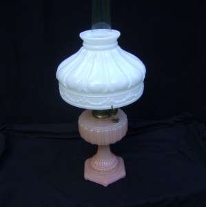 Vintage Aladdin Cathedral 112 Rose Moonstone Oil Lamp, Excellent 
