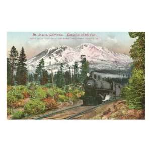 Southern Pacific Railroad and Mt. Shasta, California Premium Poster 