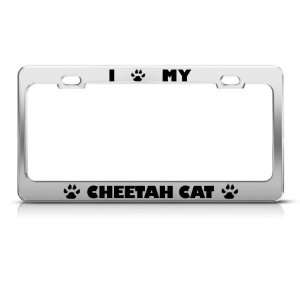 Cheetah Cat Chrome Animal Metal license plate frame Tag Holder