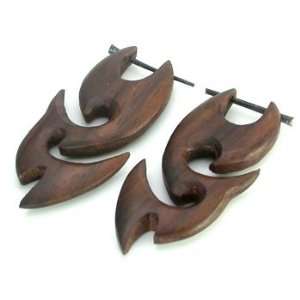  Tribal Wood Earrings with Pick (Fits Regular Earring Hole 