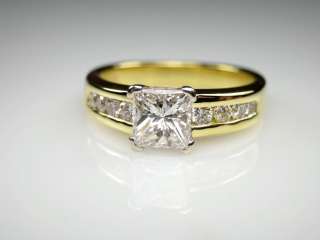 CERTIFIED 18K GOLD 1.08CT PRINCESS CUT DIAMOND ENGAGEMENT WEDDING RING 