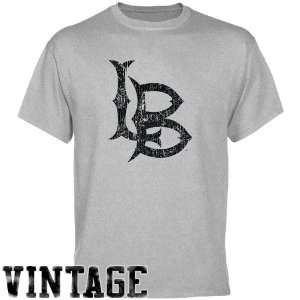 Long Beach State 49ers Ash Distressed Logo Vintage T shirt