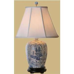     25 Ming Chinese Blue & White Porcelain Oriental Melon Jar Lamp