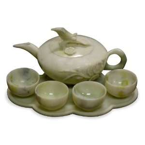  Jade Chinese Tea Set Sculpture