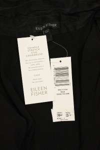   New EILEEN FISHER CRINKLE STRETCH SILK CHARMEUSE CLASSIC COLLAR SHIRT