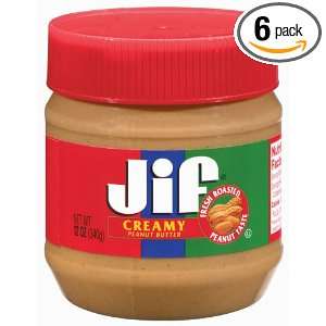 Jif Creamy Peanut Butter, 12 Ounce (Pack of 6):  Grocery 