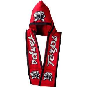    NCAA Maryland Terrapins Red Hooded Knit Scarf: Home & Kitchen