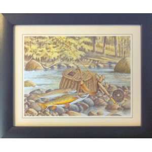  4 Framed Fly Fishing Large Mouth Bass Trout Posters Patio 