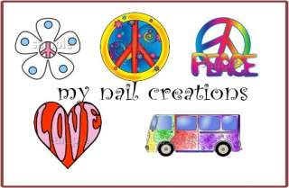 MIX PEACE HIPPY LOT•NAIL ART DECALS•KIDS,TOE OR ADULT  