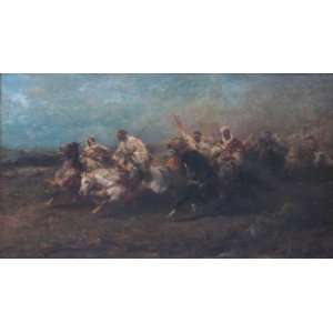 Hand Made Oil Reproduction   Adolf Schreyer   32 x 18 inches   Arab 