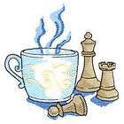 Coffee Cup Chess Pieces Embroidered Iron On Patch items in 