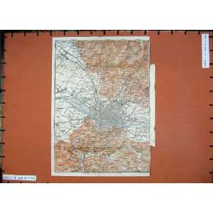  1909 Colour Map Italy Plan Firenze Galluzzo Sesto
